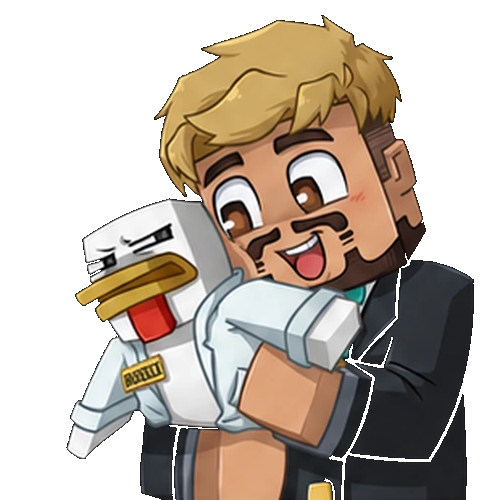 Farzy hugging a Minecraft chicken